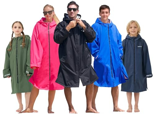 Owntop Swim Parka Surf Poncho for Kids Youth and Adult, Bat Wing Waterproof Changing Robe, Unisex Women Men Oversized Windproof Quick Dry Robe Hooded Beach Towel Jacket Coat for Swimming, Green XS