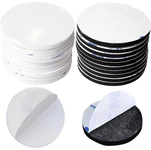 20 Pezzi Pad Biadesivo, Nero Nastro Biadesivo Extra Forte Riutilizzabile Stretch Adesivo Tondo 5 cm di Diametro per Articoli Da Incollare