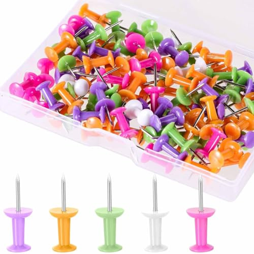 Push Pins for Cork Board 100 Pcs Colour Drawing Pins Thumb Tacks for Cork Board Pins Pins for Pinboard with Storage Box for Cork Notice and Bulletin Boards Map Drawing Home Office Craft