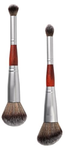 ULTECHNOVO Cepillo Cosmético para Mujer Doble Punta para Sombras y Rubor, Material Sintético Ligero, 2 Piezas para Uso Profesional y Doméstico