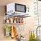 Microwave Wall Bracket, Hanging Microwave Oven Holder with 10 Hooks, 2-Tier Aluminium Microwave Oven Stand, Kitchen Shelf Top Microwave 55 x 38.5 x 25 cm