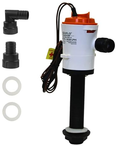 SEAFLO 04 Series 800 GPH Baitwell/Livewell Aerator Pump with Straight Intake, 12V DC, Saltwater/Freshwater, Replaceable Cartridge Motor, ¾ NPT Outlet, CE & Rohs Certified – 4-Year Warranty!