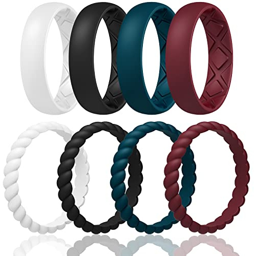 Egnaro Women's Engagement Rings, Inner Arc Ergonomic Breathable Design Silicone Rubber Wedding Bands
