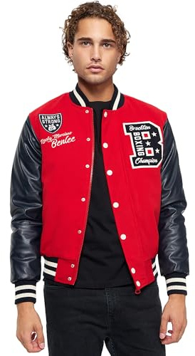 Benlee Newark Veste de collège pour homme, Rouge/bleu marine/écru., L