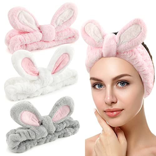 Banda para el pelo para mujer, 3 piezas, Skincare bandas elásticas para el lavado de belleza del rostro spa de forro polar de coral