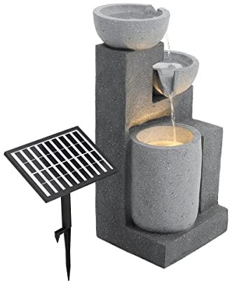 Fontaine d'eau de Jardin extérieure, Bol en Cascade de Jardin, Fontaine Solaire à LED, Statue extérieure, Pompe, décoration, Cascades sur Pied, fontaines pour la Maison et la Cour Decoration