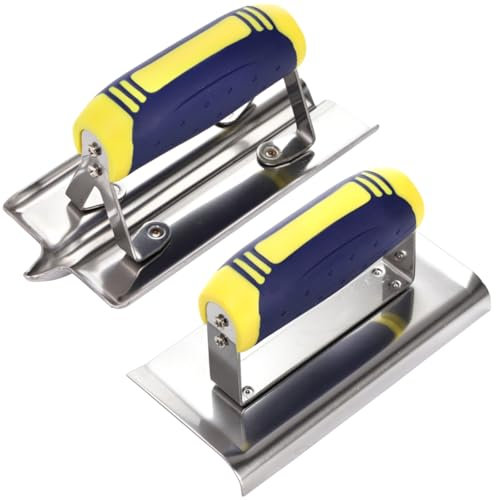 Peohud 2 Pieces Concrete Tool Set, 6 x 3 Stainless Steel Concrete Edger and Groover, Concrete Edging Trowel, Masonry Cement Finishing Kit for Smoothing, Cutting, Concrete Finishing Trowel Tools