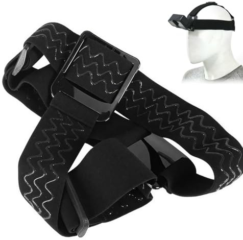 DWFEYOI 1 Pièce Casque Bandeau de Tête pour Caméra d'action, Fixation Frontale Head Strap, Fixation Bandeau Support de Tête, Accessoires Compatible avec GoPro Hero5/6/7, DJI, Insta360, Noir