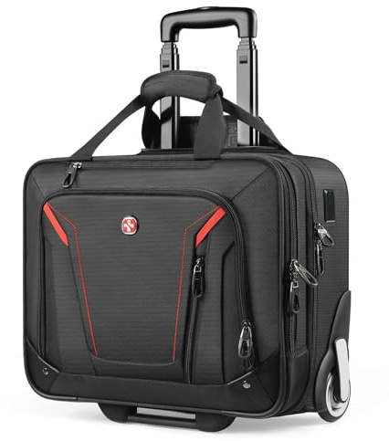 star cloud Rigid Frame Rolling Laptop Bag 18×14×8, Water-Resistant Rolling Briefcase with Wheels, Business Travel Computer Bag, Underseat Carry on Luggage for Men & Women