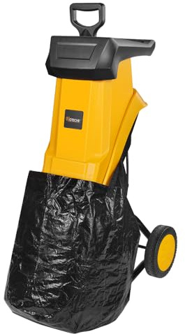 Hoteche 2500W Elektro-Gartenhäcksler, 4500U/min 40MM Schneidkapazität, 50L Sammelkasten, Orange & Schwarz, Farbbox