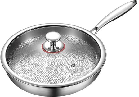 Non-stick titan hamrad stekpanna med lock - 28 cm/11,02 tum, proffskvalitet, snabb, jämn värmefördelning, lämplig för alla spishällar, hållbar matlagningsvara