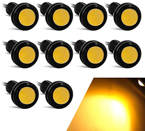 Yifengshun Universal 10 st 18 mm örnöga LED-ljus DRL dagsljusbelysning superljus 9 W dimljus svans/bakåt/rund markörbelysning för bil, motorcykel 12 V (bärnsten)