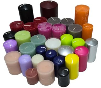 HMH 2 Kg Stumpen Bunte Kerzen 2.Wahl gemischt Stumpenkerzen mehrere Farben/Größen