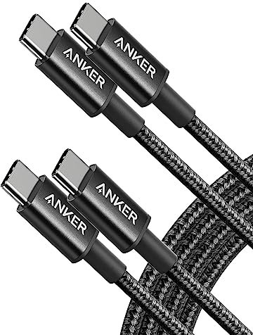Anker USB C to USB C Charger Cable, New Nylon (6ft 60W, 2-Pack), USB 2.0 Type C Charging Cable for iPad Mini 6, iPad Pro 2020, iPad Air 4, MacBook Pro 2020, Samsung Galaxy S21, Switch, Pixel, LG