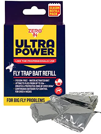 Zero In Ultra Power Outdoor Fly Trap Refill Sachet – 8g x 6 Fly Attractant Outdoor Use Poison-Free