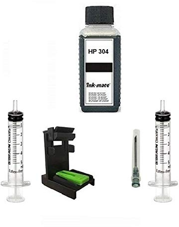 Nachfüllset Black für HP 304, 304 XL Schwarz Tintenpatronen - 100 ml Refill-Tinte Black, mit Adapter, Zubehör, Befüll-Anleitung