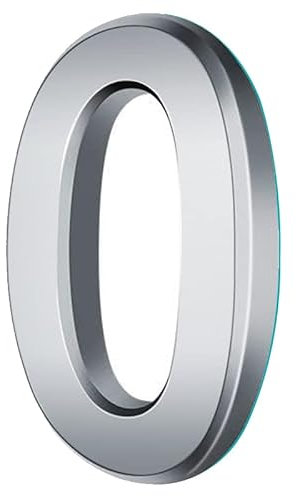 3D Numéro de maison,numéro de maison autocollant,Numéro de Rue, pour porte,boîte aux lettres,Numéro de Rue Argent (numéro 0 Zéro)