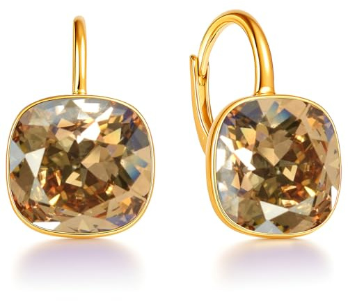 Ohrringe 925 Silber Österreichische Zirkonia - 24 karat Vergoltet Schmuck für Frauen und Mädchen - Hängeohrringe Ideal für Geschenke für Fraue (Golden Shadow)