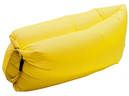 TURIM Uppblåsbar soffa, luft, soffa, luftlounger, med bärbart paket, luftsäng, bärbar Lazy Lounger för camping, strand, park, strand gul