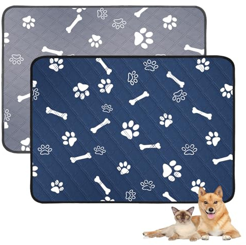 Tappetini Igienici Riutilizzabili per Cani 90x75cm, 2 Pezzi Tappetini Lavabile Assorbenti per Cani Gatti, Tappetino Antiscivolo Educatore Tappetini per Animali, Cuccioli, Gattini, Porcellini