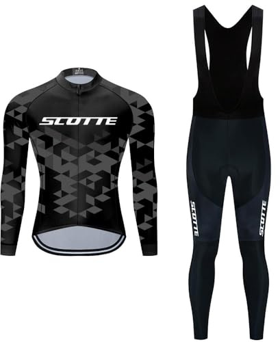 Moxilyn Uomo Ciclismo Autunnale Complet Abbigliamento Ciclismo Set Manica Lunghi Tuta Ciclismo Per Bici Da MTB Pantalone Con Imbottiti in 20D Traspirante