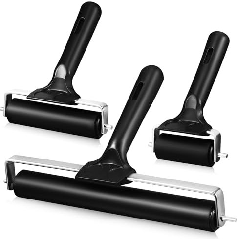 3 PCS Brayer Roller for Crafts: Rubber Ink Roller for Printmaking 20cm 10cm 6cm for Craft Projects Printmaking Stamping Gluing Lino Printing Lino Ink
