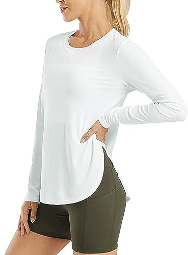 Maglietta a Manica Lunga Donna Girocollo Maglia Elegante T-Shirt Blusa Camicetta Casual Tinta Unita Tee Shirt Nero Top Lunga Pullover Shirt