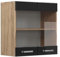 Vicco Küchenglasschrank R-Line, Schwarz Hochglanz/Goldkraft Eiche, 60 cm