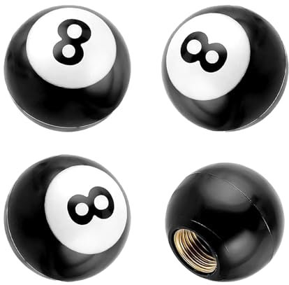 Misuyue 4 Stück Ventilkappen Auto, Billard Kugel Ventilkappen Motorrad, Spezial Reifenventilkappen, Universal Autoventil Kappe für Auto Fahrrad LKW Motorrad Autozubehör