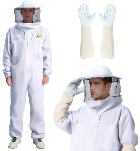 Prorofessional Bee Suit for Men & Women Sting Proof, Round Veil Beekeeping Suits with Glove, Vented Beekeeper Suit for Backyard, Adult Bee Suits for Apiarist Work(XXL fit 5'11''-6'3'')