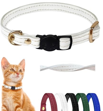 Qianruida Collare Gatto Collare per Gatti Antistrozzo Collare Gatto con Fibbia di Sicurezza per Gattini e Cani di Piccola Taglia- Bianco