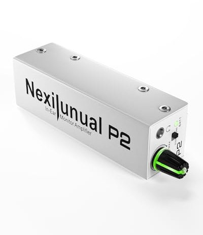 Nexilunual P2 bärbar förstärkare, hörlursförstärkare med XLR och TRS-ingång 3,5 mm utgång, hörlursförstärkare med stereo/mono-omkopplare för tangentbordsskivor, trummisar, gitarr