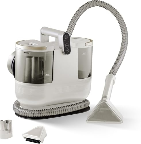 Ströme PowerClean 56A textiltvätt – 1200W, 13 kPa sugkraft, kompakt & lätt – för mattor, soffor, möbler & bilsäten – självrengörande med 1,6L vattentank & 5 m sladd, Vit