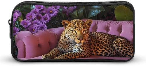 Leopard soffa pennfodral söt pennfodral sminkväska pecil box organiserare för resor kontor