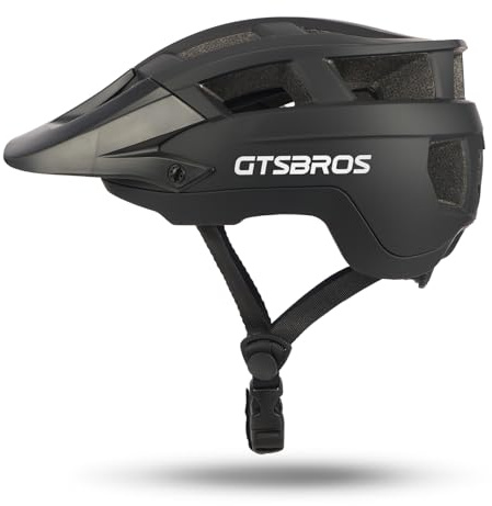 GTSBROS Mountainbike Fahrradhelm mit Visier Leicht für Damen Herren- Doppelte Inmould Technologie MTB Helm Erwachsene (Mattschwarz)