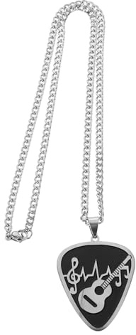 BESTYASH Pendentif Collier Médiator de en Guitare Inoxydable Acier Noir Confortable Design Créatif et Style Moderne pour Homme Quotidien