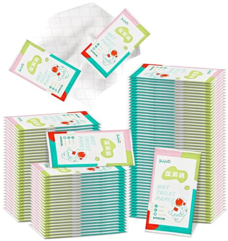 50 pcs Carta Igienica Umidificata,Salviette Carta Igienica,Estratto di Camomilla,Salviettine Intime,Confezionate Singolarmente,Biodegradabile,Stile Astronauta