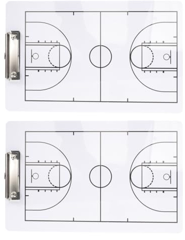 OHPHCALL Lavagna Tattica Basket Pvc 2 Pezzi, Kit Lavagna da Allenamento Cancellabile a Secco Scritta a Forma di Palla Sportiva, Strumento Portatile per Coaching e Strategie di Squadra
