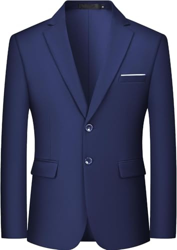 QUELDRA Blazer Homme Slim Fit 2 Boutons Chic et Élégant Veste de Costume Décontracté Légère pour Business et Mariage à Revers Étagés