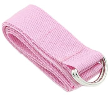 yogabälte sportremmar för yoga, fitness remmar i bomull, elastiska för pilates med justerbart D-ringspänne, för motstånd för stretching(Pink)