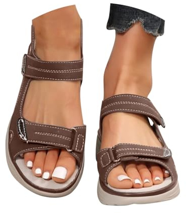 Orthopedic Sandals for Women UK Sport Sandals With Arch Support Low Wedge Hypersoft Memory Foam Lightweight Walking Hook Loop Adjustable Strap Summer Outdoor Hiking Lightweight Beach Washable Shoes