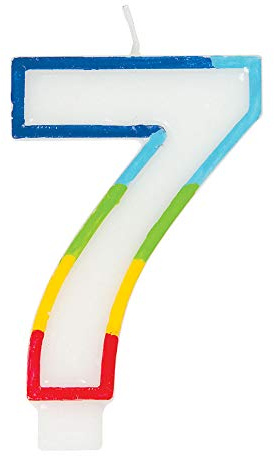 Vibrant Rainbow Border Number 7 Birthday Candle (7cm x 12cm) - Stunning Multi-Colored Party Decor - Uniquely Crafted for Celebratory Milestones - 1 Pc