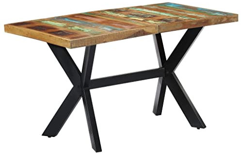 vidaXL Mesa Comedor Industrial Diseño Vintage Moderno Rústico Madera Maciza Reciclada Mueble Salón Cocina Interior Exterior Rectangular Multicolor