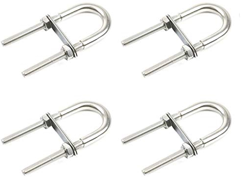 JZK 4 x Acero inoxidable Juego de pernos M5x78 pernos en U redondos ovalados con nuez y plato para el hardware del barco automotor