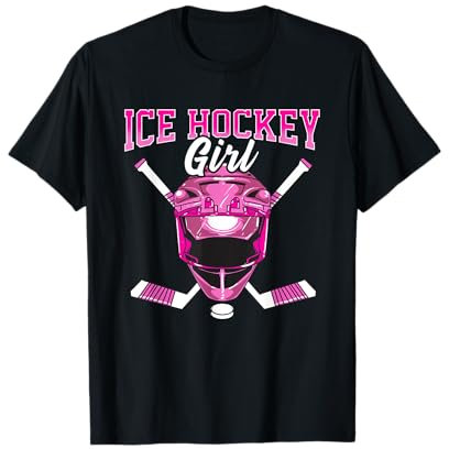 Ice Hockey Girl Goalie Mask Sticks Puck Mädchen Frauen T-Shirt
