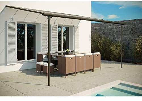 CONCEPT USINE | Tonnelle Murale en Aluminium | FERRATO 11,44 m²| Carport 3,75 x 3,05 m | Abri Extérieur Multifonctions | Toit Transparent en Polycarbonate 6 mm | Protection Optimale Contre Rayons UV