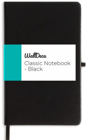 WallDeca - Carnet de Notes A5 Ligné, Couverture Rigide | Carnet A5 Classique en Papier Ivoire, 240 Pages, 80g/m | Cahier de Note pour Bureau, École, Maison, Journal (Carnet Noir, 20,3 x 13 cm)