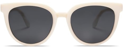 SOJOS Gafas de sol Polarizadas para Mujere Hombre Estilo Redondo de moda Lente de protección UV400 My Mind SJ2175 con Marco ligero beige/lente gris