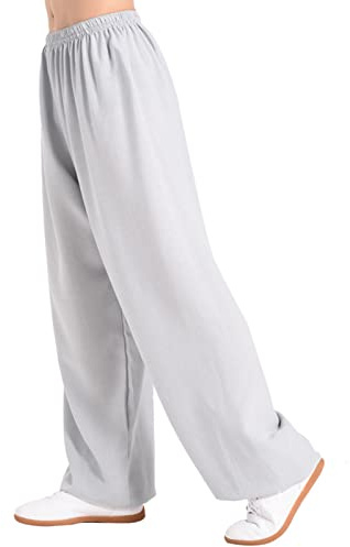 MXRFACTory Men and Women Tai Chi Pants Cotton Linen Loose Drawstring ElasticTang Suit Pants Kung Fu Trousers Summer Soft and Breathable Chinese Traditional Clothes Martial Arts Pants,003,M