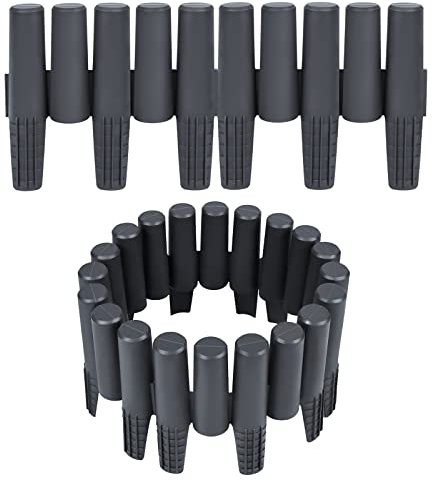 NAIZY Bordo per Prato 5,6 m Aspetto Legno Bordatura per Aiuola in Plastica Bordatura per Aiuola in Polipropilene Palizzata da Giardino Bordo di Falciatura Collegabile (20 Pezzi, Antracite)